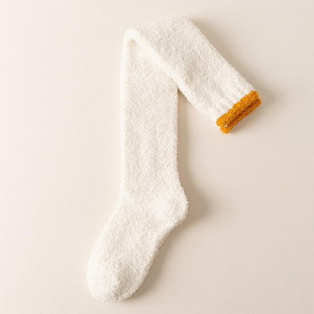 Calcetines de mujer con caña sólida, gruesos, para dormir en casa, cálidos, de dacrón