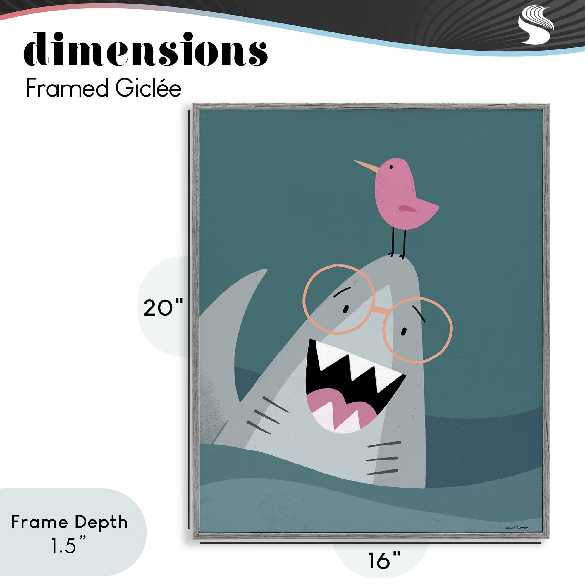 Stupell Industries The Friendliest Shark Gray Framed Giclee Art, design by Rachel Nieman