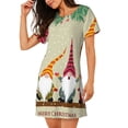 thumbnail image 2 of Yiaed Christmas Card With Gnomes Print Women's Loose-Fit Short Sleeve Nightgown, Soft and Comfortable Sleep Dress for Relaxation and Sleepwear, 2 of 6