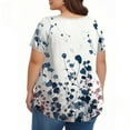 thumbnail image 3 of TQWQT Womens Plus Size Summer Tops 2024 4x-5x Crew Neck T Shirts Floral Pleated Tops Short Sleeve Shirts Large Casual Trendy Tunics Dark Blue 4XL, 3 of 4