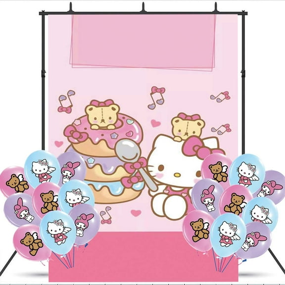 Hello Kitty Backdrop Banner Balloons Party Decorations Supplies Taspestry Wall Decor Background Poster