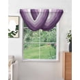 thumbnail image 2 of Purple Ombre Sheer Waterfall Valance Curtains for Window, Farmhouse Vintage Wooden Striped Rod Pocket Sheer Topper Swag Curtains for Living Room, Kitchen 38.5"W x 47.2"L, 1 Panel, 2 of 7