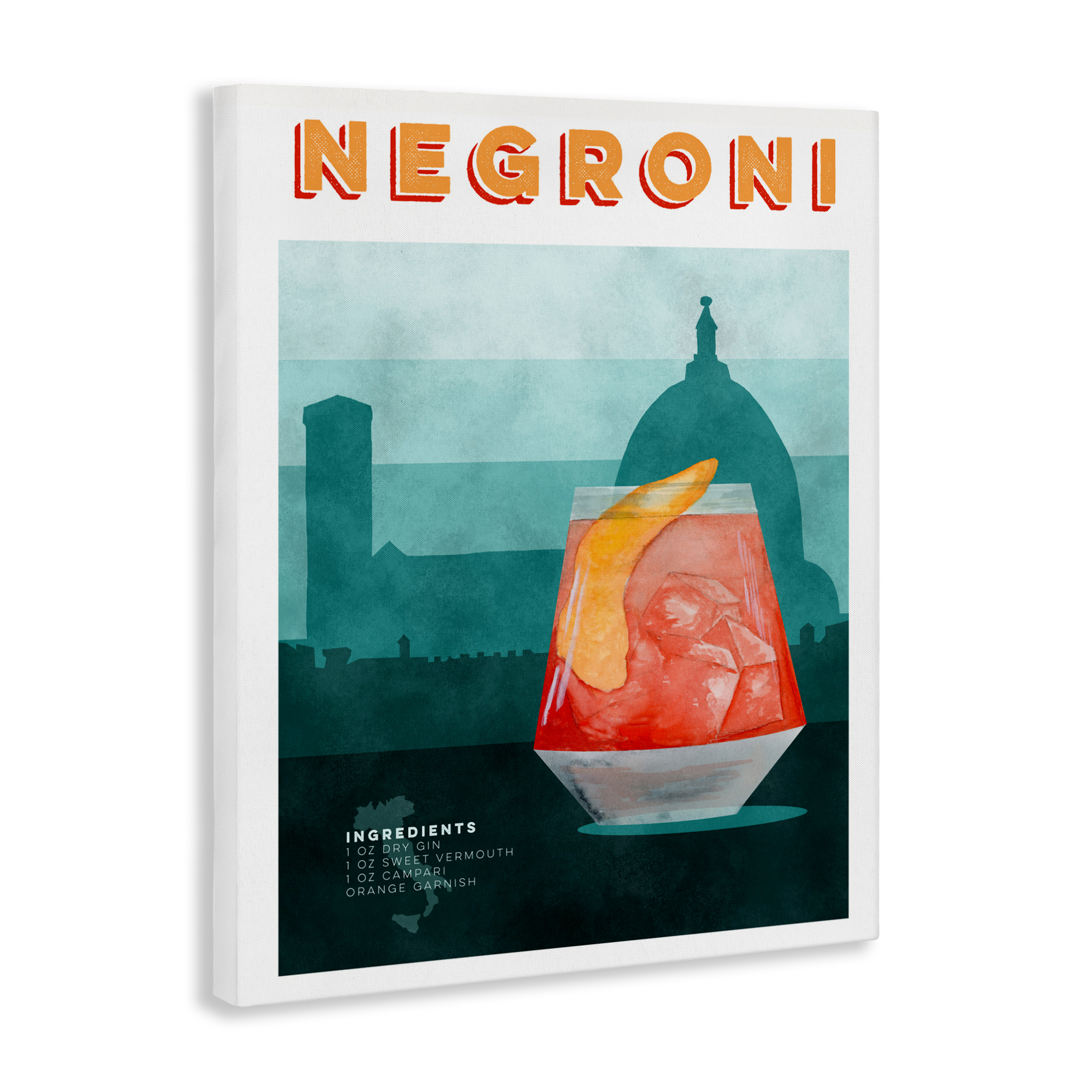 Retro Negroni & Architecture Canvas Wall Art, design by Brett Blumenthal