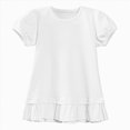 thumbnail image 3 of xaweyi Kids Girls Puff Sleeve Shirts Ruffled Hem Crewneck Tees Tops Toddler Summer Plain Soft Breathable Basic Shirt,Sizes 11-12 Years, 3 of 7