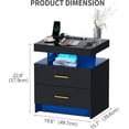 thumbnail image 2 of Smart Night Stand Set of 2 with Charging Station, Modern Black Nightstand with 24 Color Lights and 2 Drawers, LED Bedside Tables with Auto Senor,High Gloss End Side Table for Bedroom, 2 of 18