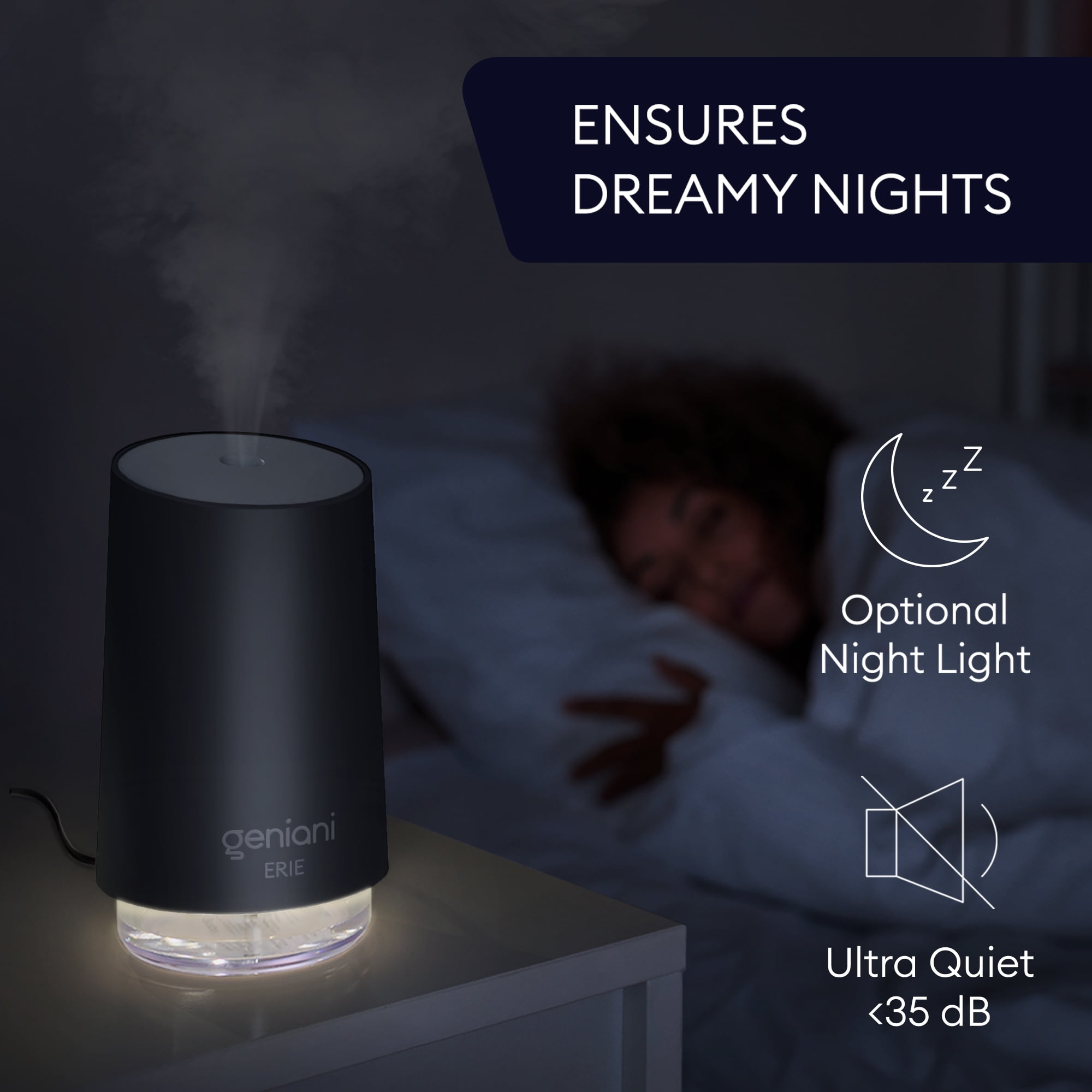 Geniani Portable Small Cool Mist Humidifiers - USB Desktop Humidifier for Plants, Office, Car, Baby Room with Auto Shut Off & Night Light - Quiet Mini Humidifier