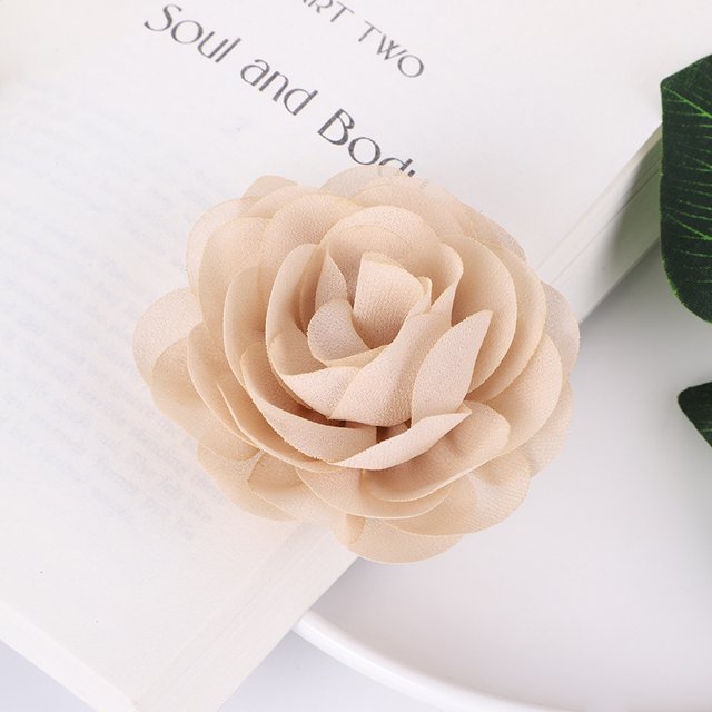 Flor hecha a mano Flor de gasa perlada Flor de tela DIY Ropa Tocado Accesorios de ropa 42 colores