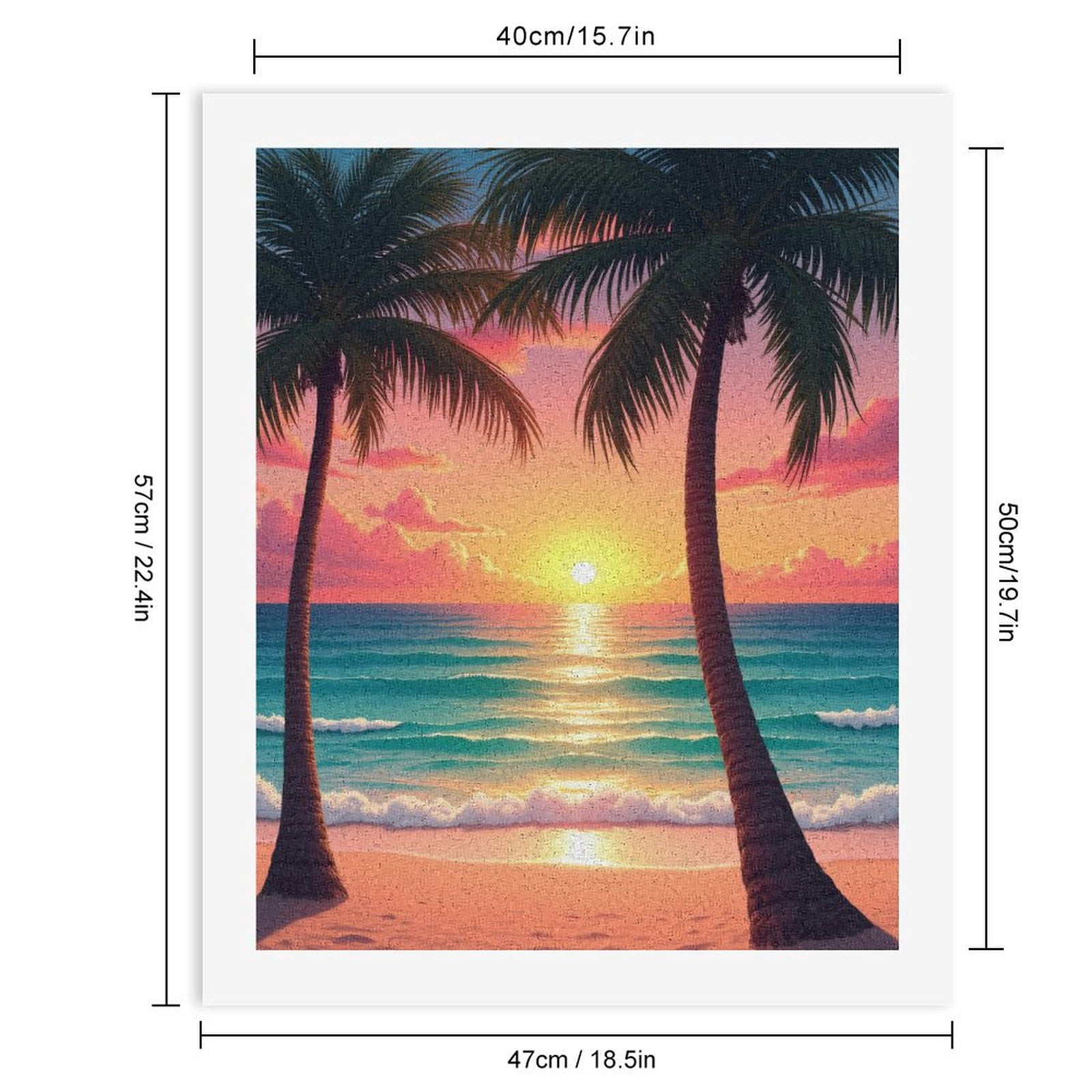 Paint by Numbers Kit for Adults, Tropical Beach Sunset Palms Ocean Paint by Numbers, Easy Paint by Numbers Kit for Adults Beginner, DIY Adult Paint by Number Kits on Canvas, Home Decor