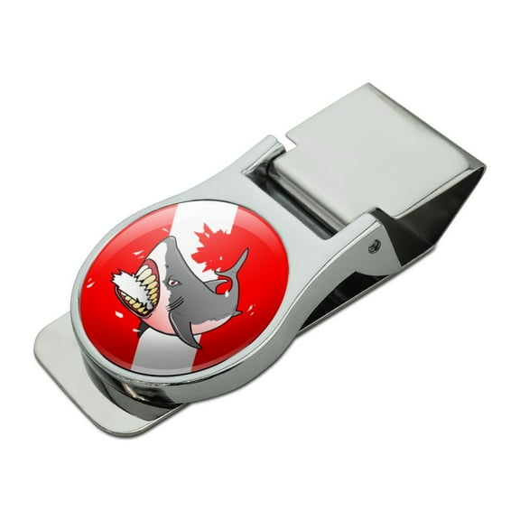 Angry Shark Scuba Diving Flag Diver  Satin Chrome Plated Metal Money Clip
