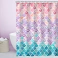 thumbnail image 2 of Mermaid Shower Curtain Memaid Curtains for Girls Bathroom Mermaid Scale Shower Curtain Ocean Shower Curtain Mermaid Shower Curtain for the Bathroom Mermaid Bathroom Decor with 12 Hooks 84 Inch (72x84), 2 of 6
