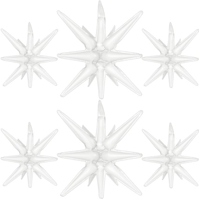 6 globos laminados blancos con forma de estrella de 14 puntos de LAIAMER, 56 cm