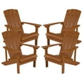 thumbnail image 2 of Flash Furniture Set of 4 Charlestown All-Weather Poly Resin Wood Adirondack Chairs in Teak, 2 of 12