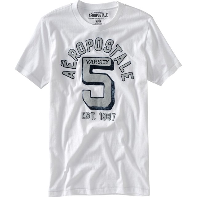 Aeropostale - Camiseta gráfica para hombre Aero #, blanca, grande