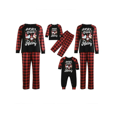 

Christmas Family Matching Pajamas Sets Sleepwear Nightwear Deer Plaid Print O-Neck Long Sleeve Pullover Trousers for Kids Adults
