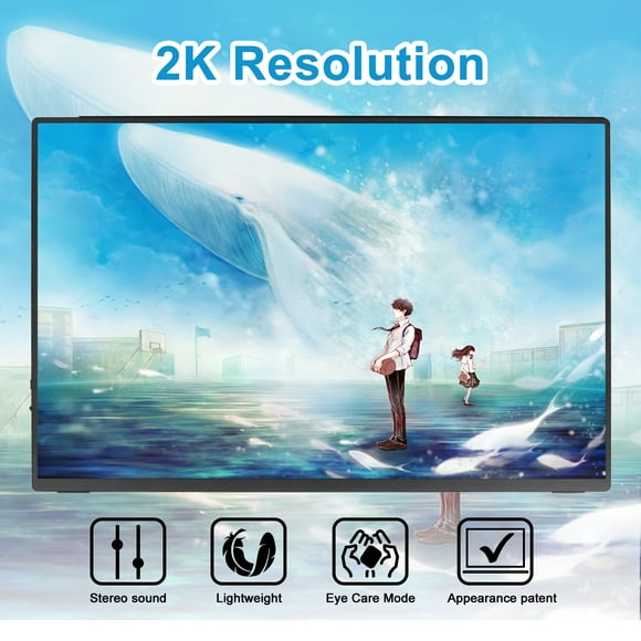 Portable Monitor 16-inch 2K monitor USB-C Ultra-Thin Gaming Monitor Travel Monitor 120HZ Refresh rate Portable monitor for Laptop MacBook Surface PC PS4/ Xbox with Portable monitor case