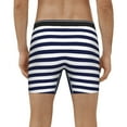 thumbnail image 4 of Salouo Navy Blue And White Stripes Pattern Men's Boxer Briefs, Soft & Breathable Underwear Elastic Waistband Briefs for Men,1-Pack, 4 of 7