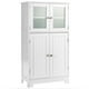 thumbnail image 1 of Costway Armario del baño con 4 puertas, armario con puertas de vidrio, despenda de madera para cocina con repisas regulables, organizador multiuso para casa pasillo salón oficina, blanco, 1 of 3