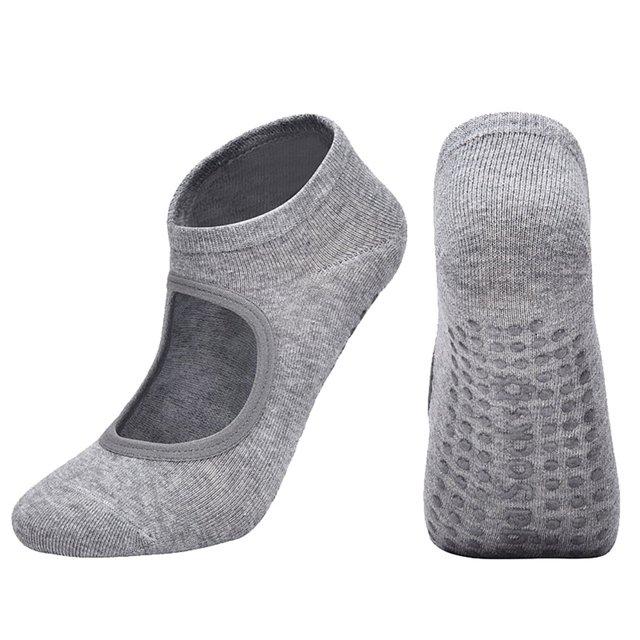 Ladies‘ Solid Color Backless Grip Socks Yoga Ankle Sports Socks Ladies‘ Anti Slip Slippers Socks Red