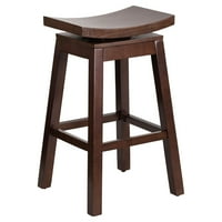 Flash Furniture 30'' High Saddle Seat Cappuccino Wood Bar Stool with Auto Swivel Seat Return by Flash Furniture