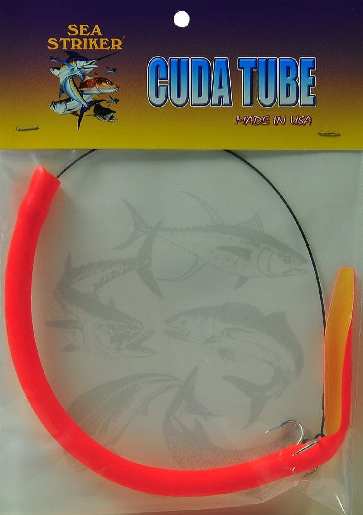 Sea Striker Cuda Tube 12 Surgical Tube with Treble Hook, Red, Size 2/0,  CT12R