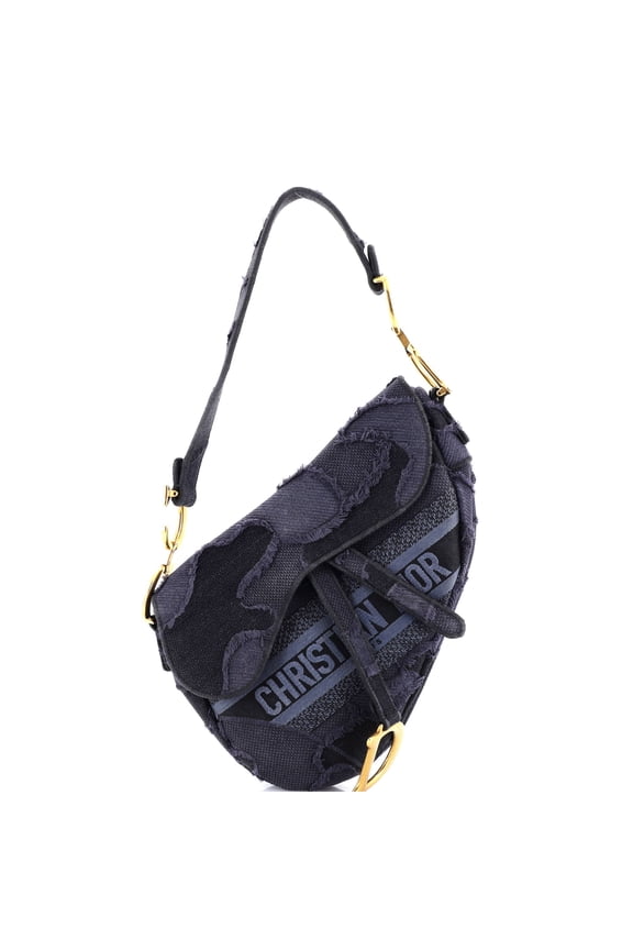 Pre-Owned Saddle Handbag Camouflage Embroidered Canvas Medium By Rebag