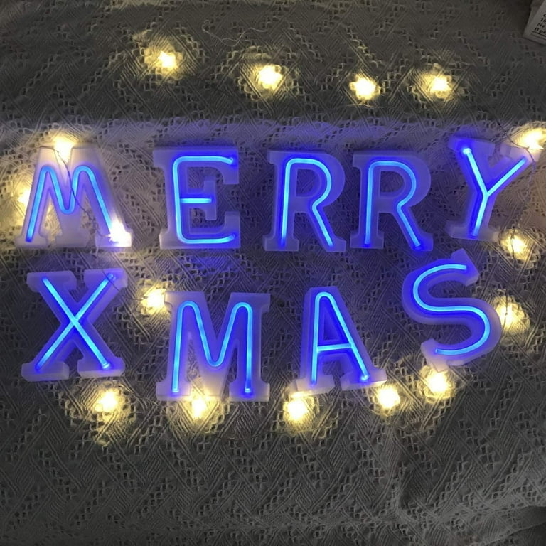 Blue Neon Lights Words