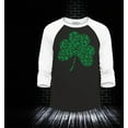 thumbnail image 2 of Shop4Ever Men's Leopard Print Shamrock St. Patrick's Day Raglan Baseball Shirt XX-Large Black/White, 2 of 4