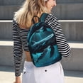 thumbnail image 6 of Honeii Vintage Blue Pattern Whale Print Canvas College Laptop Backpack, Durable Rucksack Travel Notebook Bag School Backpack Book Bag for Men Women-Small, 6 of 7