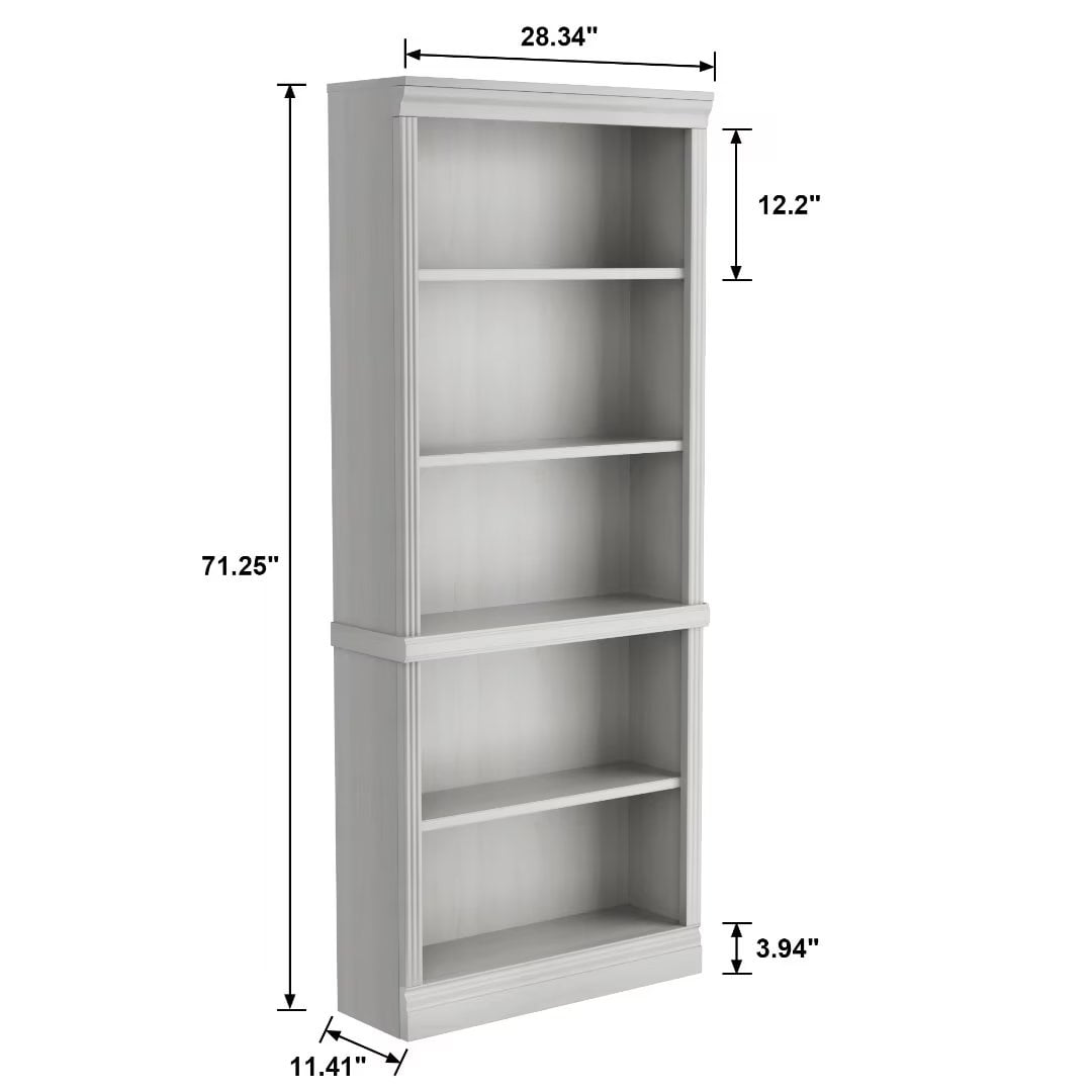 Vineego Wood Bookcase Tall Book Shelves 5 Display storage Organization Furniture for Living Room,Ivory White