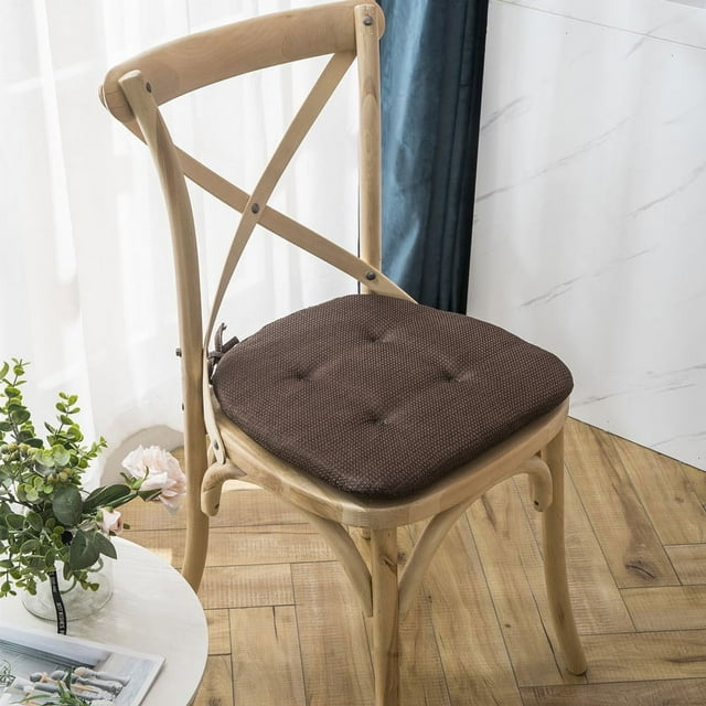Nvzi Cojín grueso y cómodo para jardín, terraza, hogar, cocina, oficina, 15,35 x 15,74 pulgadas (marrón)