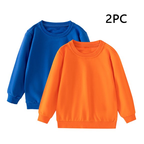 breaise 2PC Boys Crewneck Sweatshirt Long Sleeve Solid Pullover Tops for Kids Casual Shirts