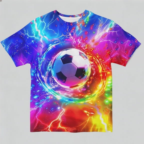 Toddler Girl Tshirt Soccer Ball Printed Short Sleeve T-Shirt Summer Lightweight Cotton tee