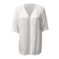 thumbnail image 5 of DHFJKG Women Summer Swimwear Cover-Ups Half Sleeve Boho Knitted Cardigan Lightweight Solid Color Fashion Beach Vacation Clothes Stylish Beachwear, 5 of 5