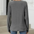 thumbnail image 5 of XFLWAM Women's Striped Tshirt Henley Long Sleeve Slim Fit Tops Scoop Neck Tee Casual Cotton Autumn Winter 90s Shirts M, 5 of 5