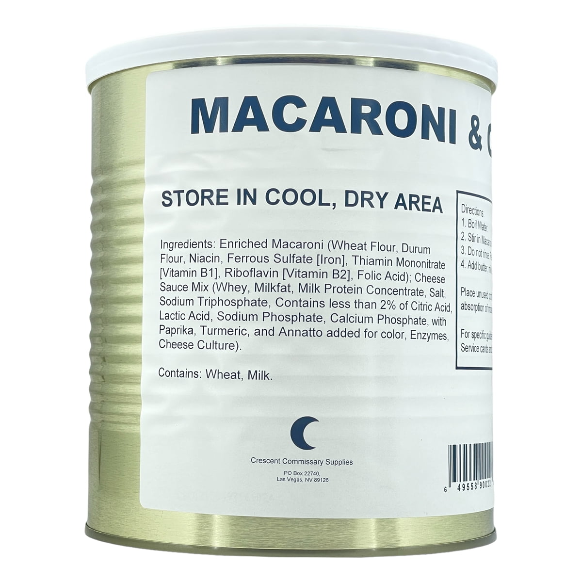 Military Surplus Emergency Food Macaroni & Cheese 58oz/#10 Can- 6 Cans