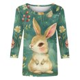 thumbnail image 4 of lcziwo Ofertas Del Dia de Hoy Relampago Womens Easter Shirt Trendy 3D Bunny Rabbit Print Shirts Loose Casual Round Neck 3/4 Sleeve T-Shirt Cotton Pullover Tops Multicolor M, 4 of 6