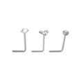 thumbnail image 4 of Women's Crystal Accent Silver Surgical Steel Nose Stud Set, 3 Pack, 4 of 7