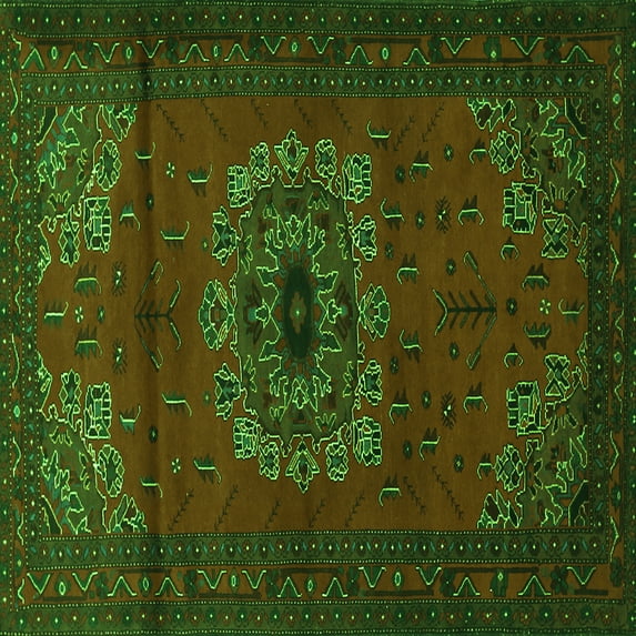 Ahgly Company Indoor Square Medallion Green Traditional Area Rugs, 8' Square