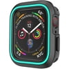 Compatible with Apple Watch Case 38mm 42mm 40mm 44mm, Soft Silicone Shockproof and Shatter-Resistant Protective Bumper Cover Case iwatch Series 5 4 3 2 Case37 (Black/Mint, 44mm)