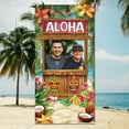 thumbnail image 3 of Luau Photo Door Banner Hawaiian Aloha Party Decoration Large Fabric Tiki Bar Photo Booth Backdrop Hawaiian Party Banner Tropical Beach Photo Prop for Birthday Luau Beach Party 35.43x70.87 Inch, 3 of 7