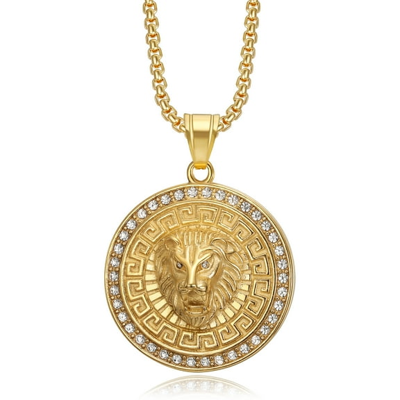 Mens Hip Hop Jewelry Iced Out 14K Yellow Gold Fashion Bling Bling Lion Head Pendant Men Necklace Golden Silver Color For Gift/present