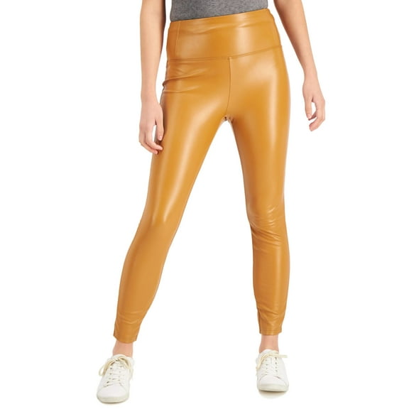 Tinseltown Juniors’ High-Rise Faux-Leather Leggings, Golden Brown, Small