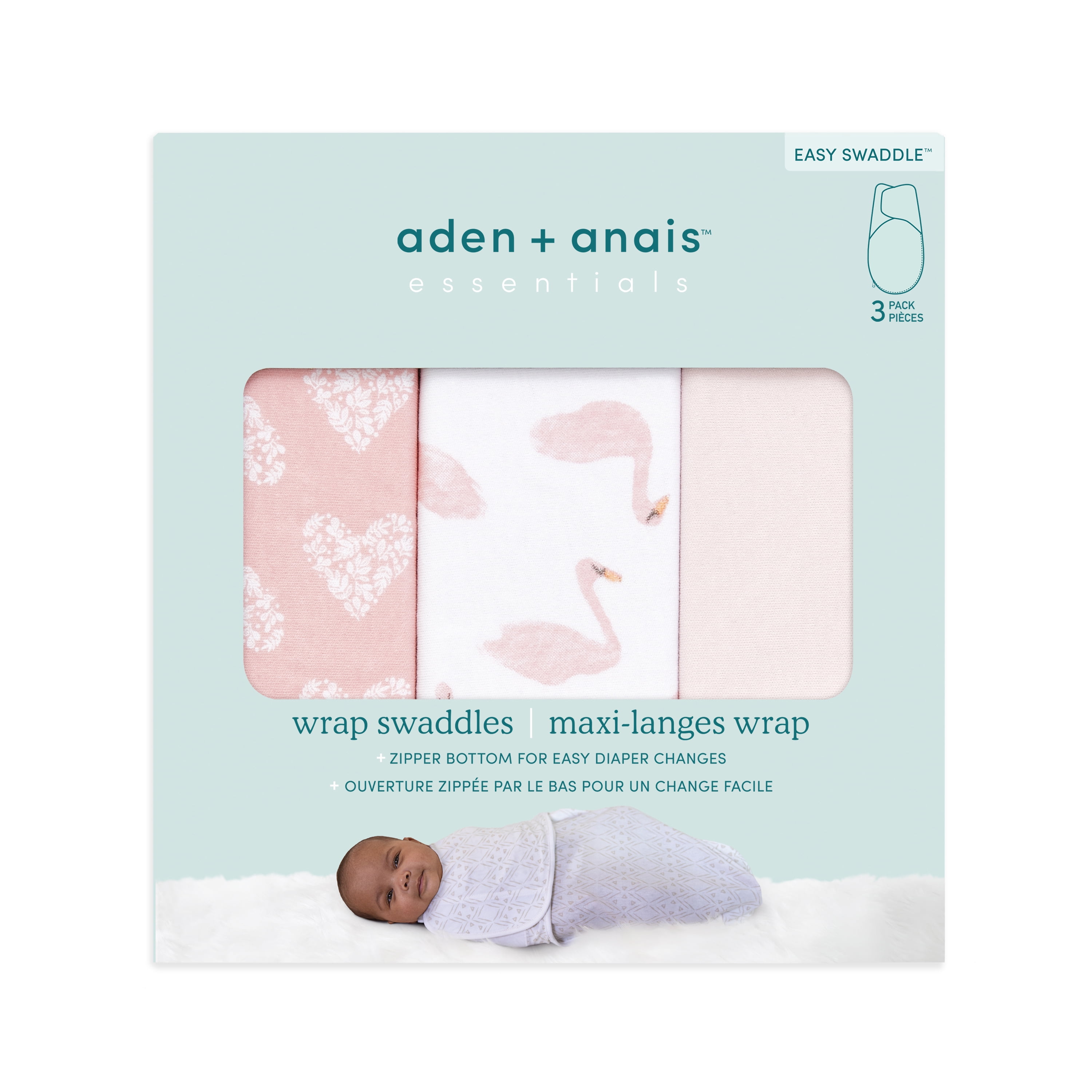 aden + anais essentials briar rose easy swaddle wraps , 0-3M, 3pk