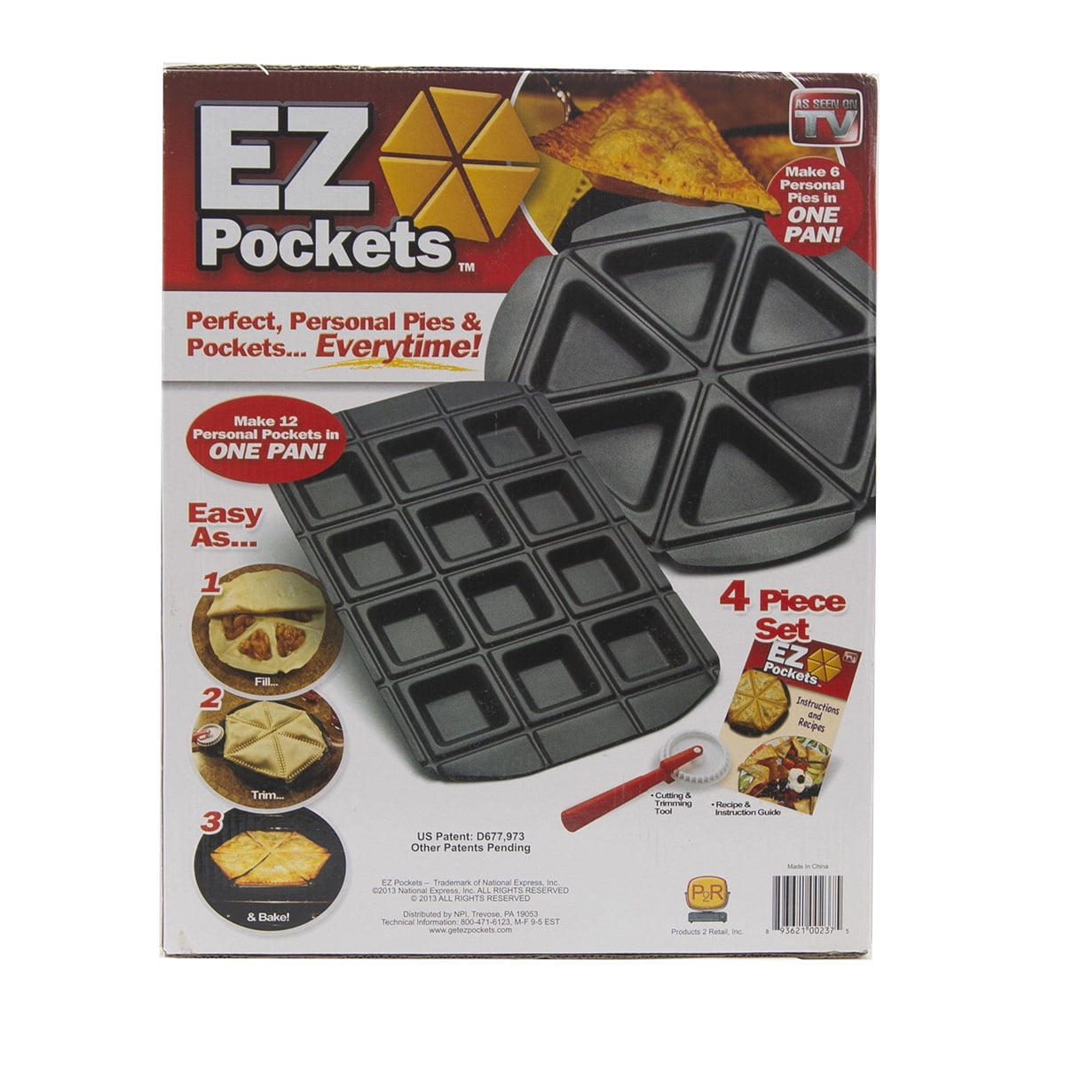 EZ Pockets EZ-1000 Gray Non-Stick Steel 4-Piece Baking Kit with Cutting Tool 