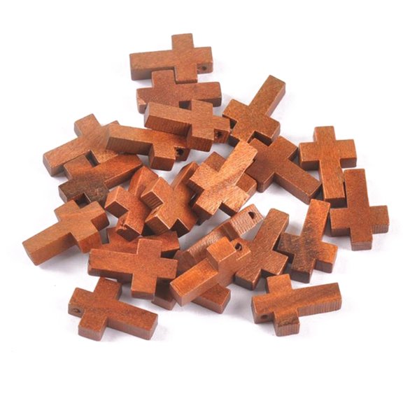 WINDLAND 50Pieces Handheld Wooded Cross Pocket Prayer Comfort Holding Crosses for DIY