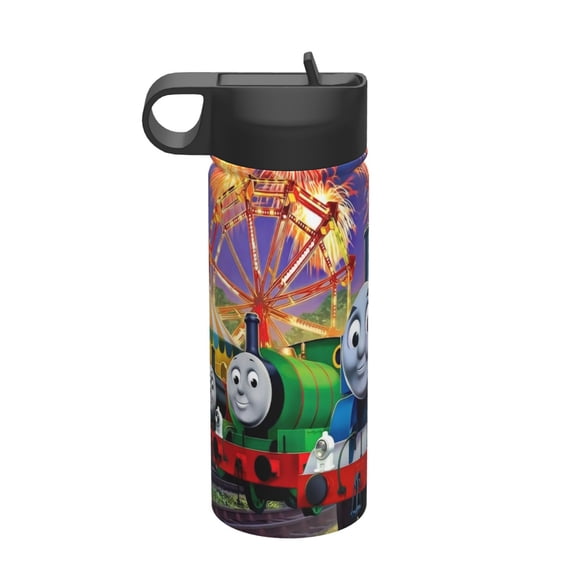 thomos Kids Insulated Water Bottle With Straw - 18 Oz Stainless Steel Double Wall Vacuum Cup, Leakproof, Bpa Free, Suitable For Boys And Girls