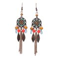 thumbnail image 2 of Pendientes Colgantes 2 Uds Pendientes Colgantes Redondos Retro con Borla Pendientes Redondos con Borla Pendientes Elegantes con Forma de Hoja de Imitación Pendientes Colgantes ANGGREK Otros, 2 of 8