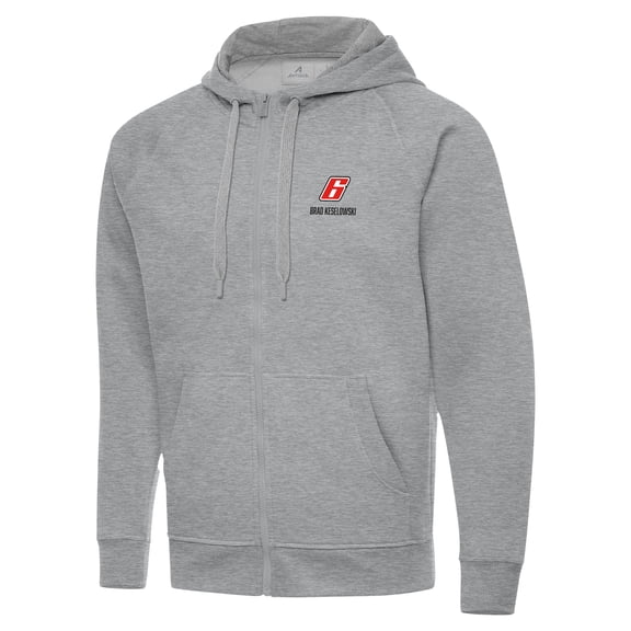 Men's-Antigua  Heather Gray Brad Keselowski Victory Full-Zip Hoodie