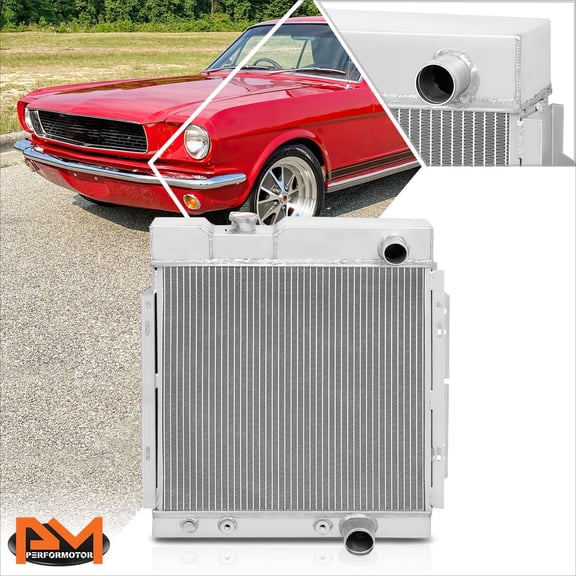 PM PERFORMOTOR for 65-66 Ford Mustang V8 Full Aluminum Core 3-Row Performance Racing Radiator