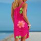 thumbnail image 3 of Vestidos de Verano Lindos para las Mujeres Que Imprimen Vestido de Sol Suelto con Cuello en V, sin Mangas con Bolsillos para el Uso Informal, 3 of 5